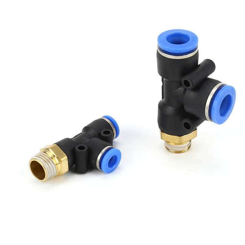 PDT Pneumatic Fitting Air Quick Connect Side Tee Three Way Joint