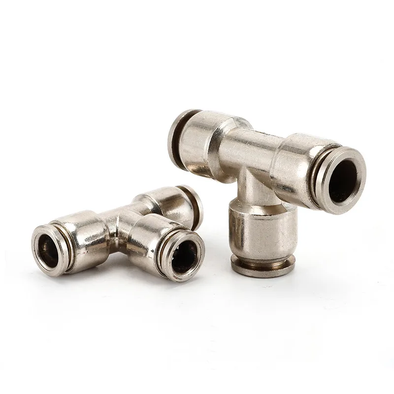 PE T-Type Zinc Alloy Pneumatic Quick Push Pneumatic Connector Fittings 4/6/8/10/12/14/16mm