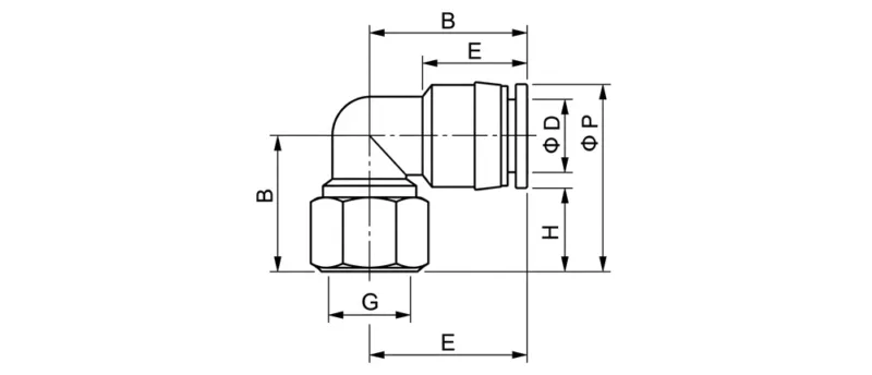 PL pneumatic male elbow fitting 90 degree push to connect air connector