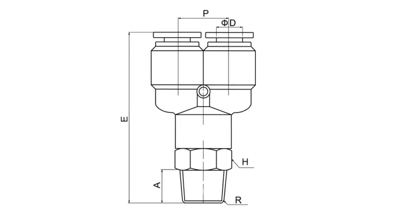 PX pneumatic Y type male thread push to connect air fitting
