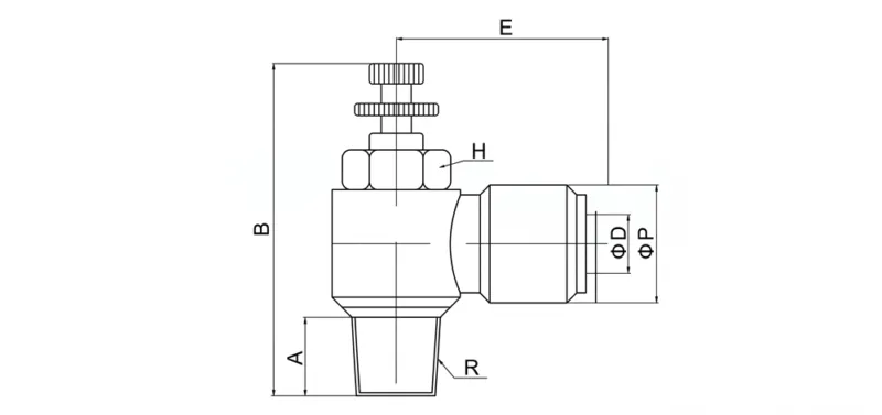 SL pneumatic 90 degree elbow speed control valve L type throttle valve