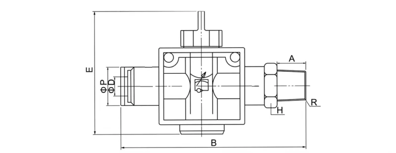HVSF pneumatic hand valve air shut off push to connect tube connector