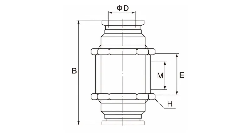 PM pneumatic bulkhead union straight push to connect air fitting