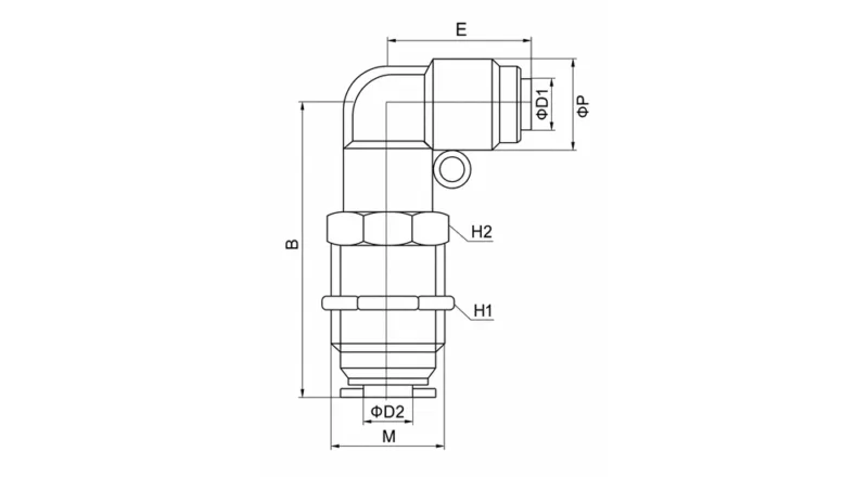 PLM pneumatic bulkhead elbow fitting 90 degree push to connect air connector