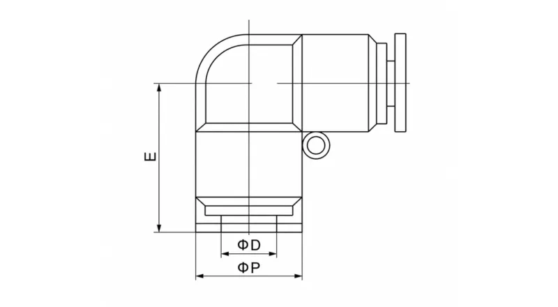 PV pneumatic elbow fitting 90 degree push to connect air tube connector