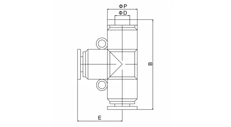 PE pneumatic T type tee fitting push to connect air tube connector