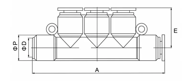 PK pneumatic five way push to connect air tube distributor