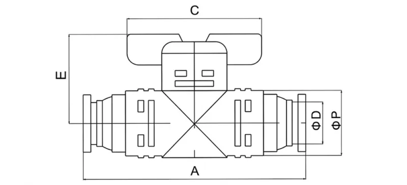 BUC pneumatic hand valve push to connect inline air shut off valve