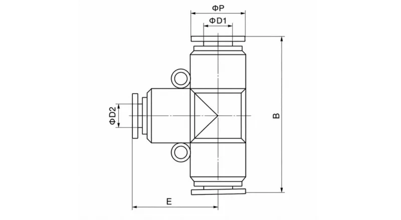 PEG pneumatic reducing tee fitting push to connect air tube connector
