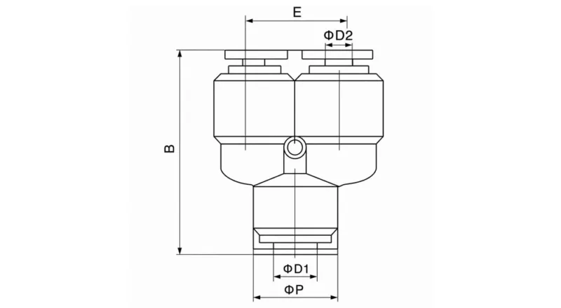 PW pneumatic reducing Y fitting push to connect air tube connector