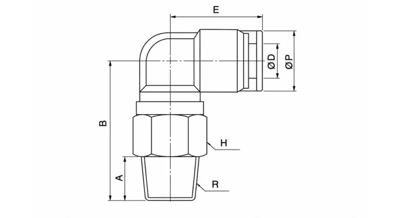 PL pneumatic nickel plated brass male 90 degree elbow push to connect fitting
