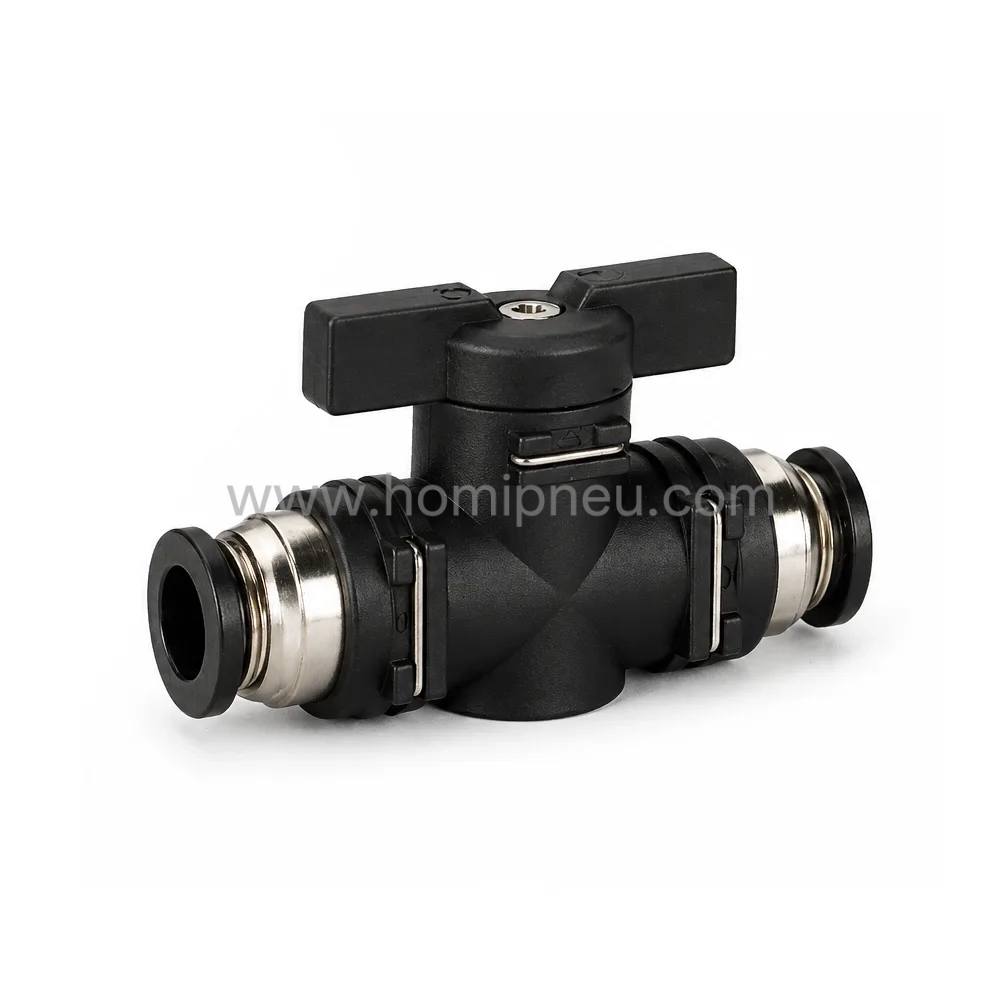 BUC pneumatic black BUC pneumatic hand valve push to connect inline air shut off valve
