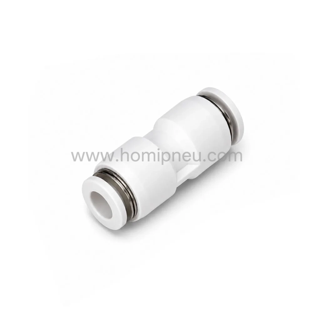 white PG pneumatic straight reducer push to connect air tube connector