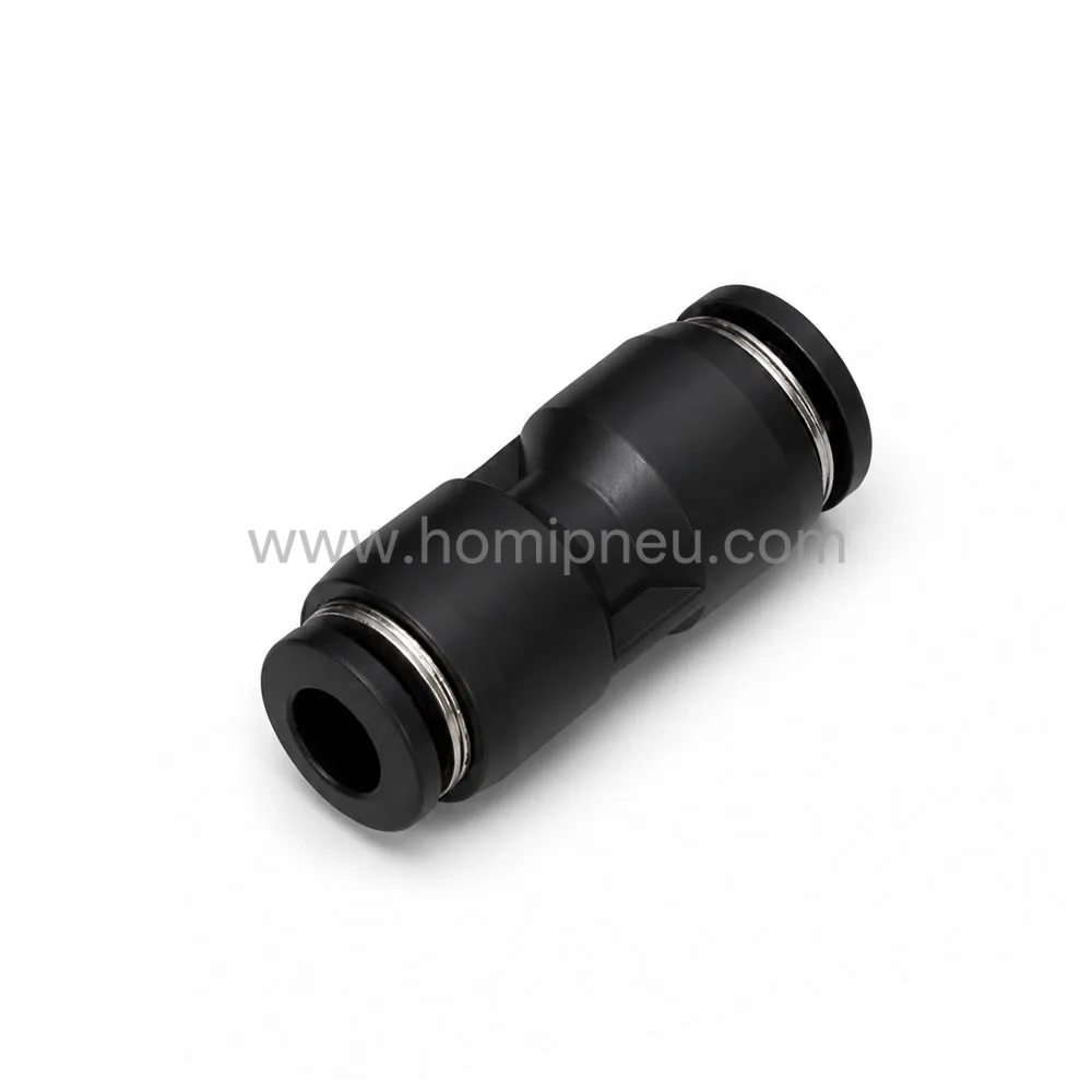black PG pneumatic straight reducer push to connect air tube connector