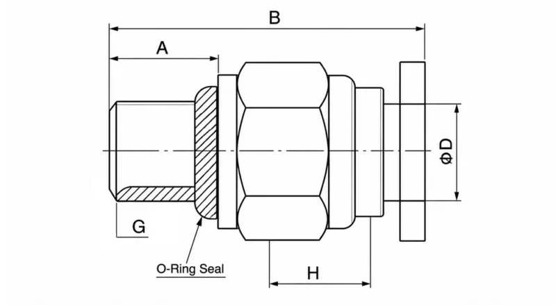 PC-G nickel plated brass pneumatic fitting with O-ring push to connect