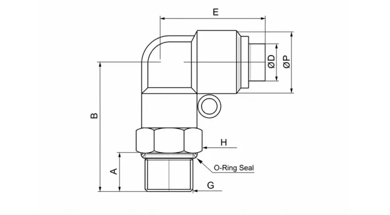 PL-G nickel plated brass elbow pneumatic fitting with O-ring push to connect