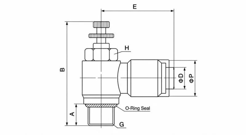 SL-G nickel plated brass pneumatic speed controller elbow fitting with O-ring seal