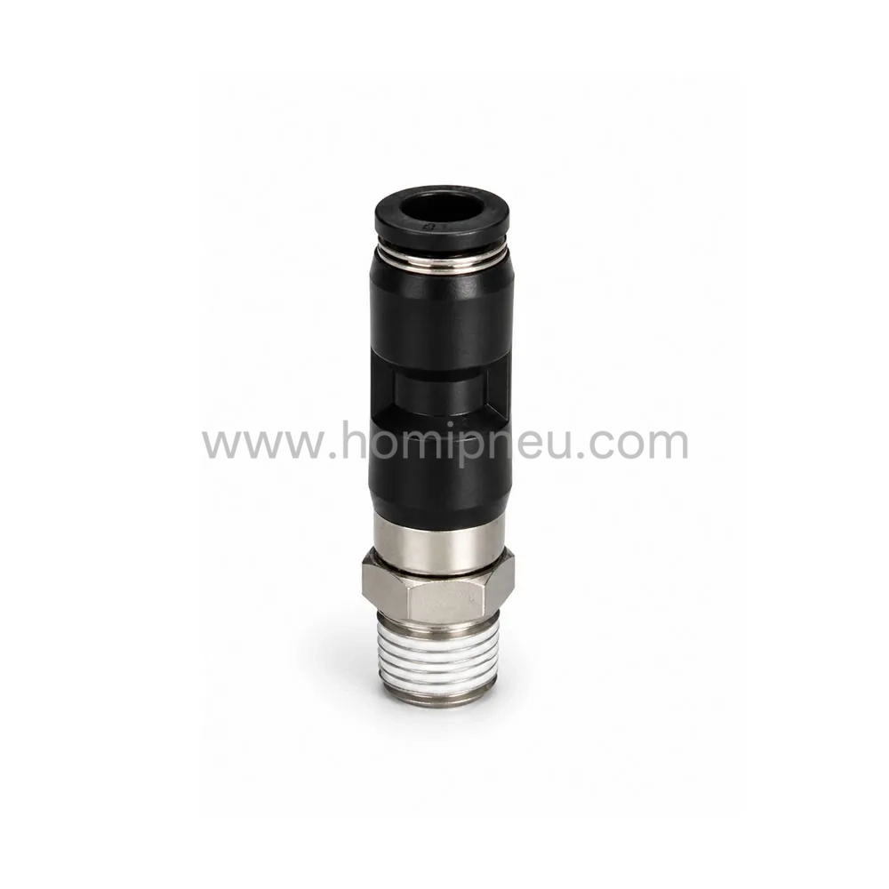 black NHRC nickel plated brass pneumatic rotary swivel push to connect fitting