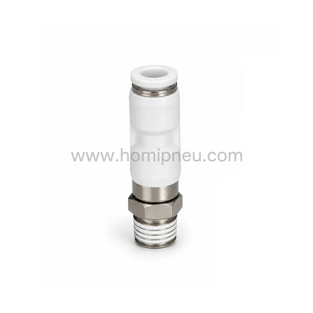 white NHRC nickel plated brass pneumatic rotary swivel push to connect fitting