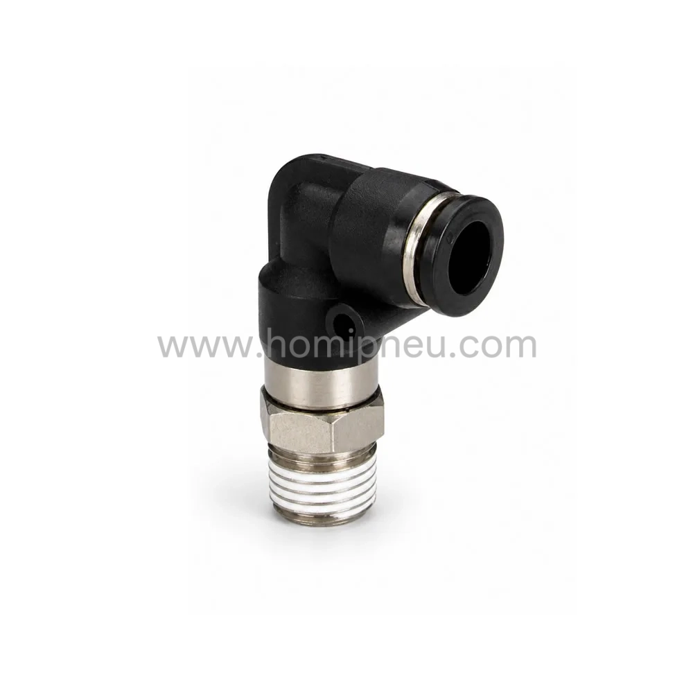 black NHRL nickel plated brass pneumatic rotary elbow swivel push to connect fitting