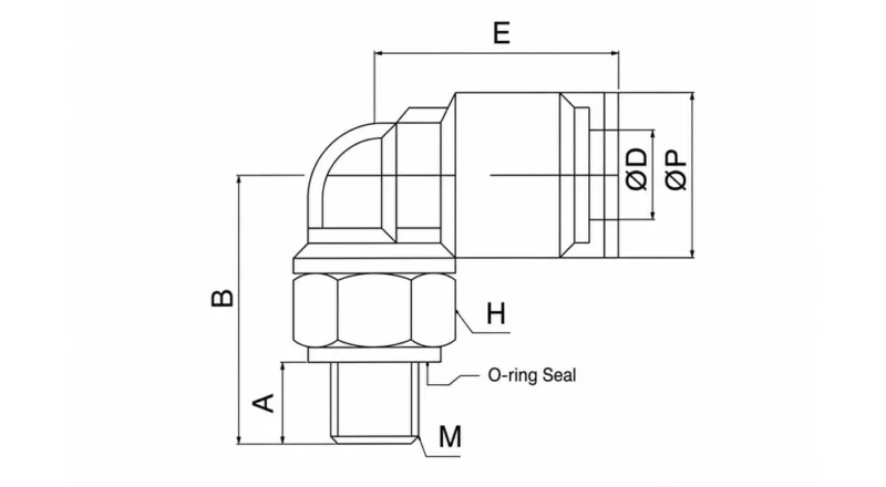PL-C mini nickel plated brass male elbow pneumatic fitting with O-ring seal