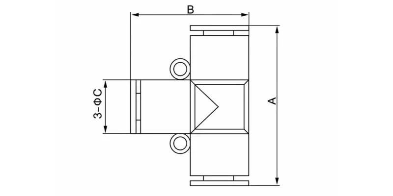 PE-C mini tee pneumatic push to connect fitting