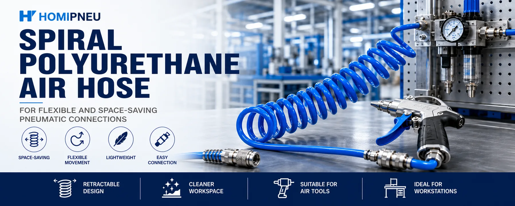 Spiral PU Air Hose for Flexible Pneumatic Tools