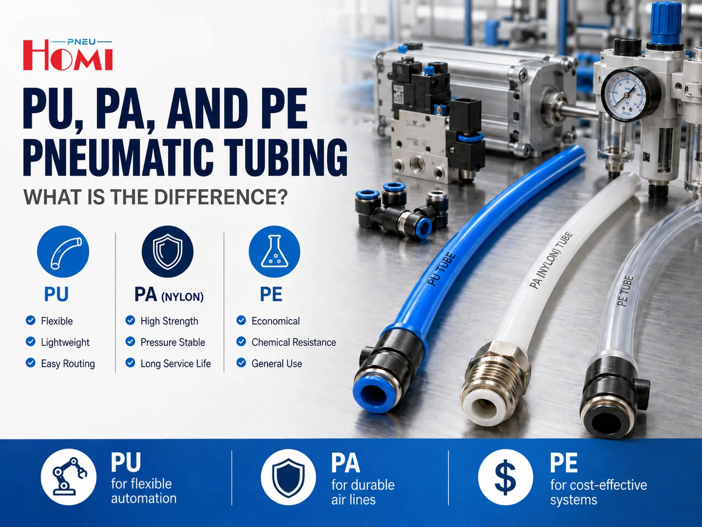 PU, PA, and PE Pneumatic Tubing: What Is the Difference?