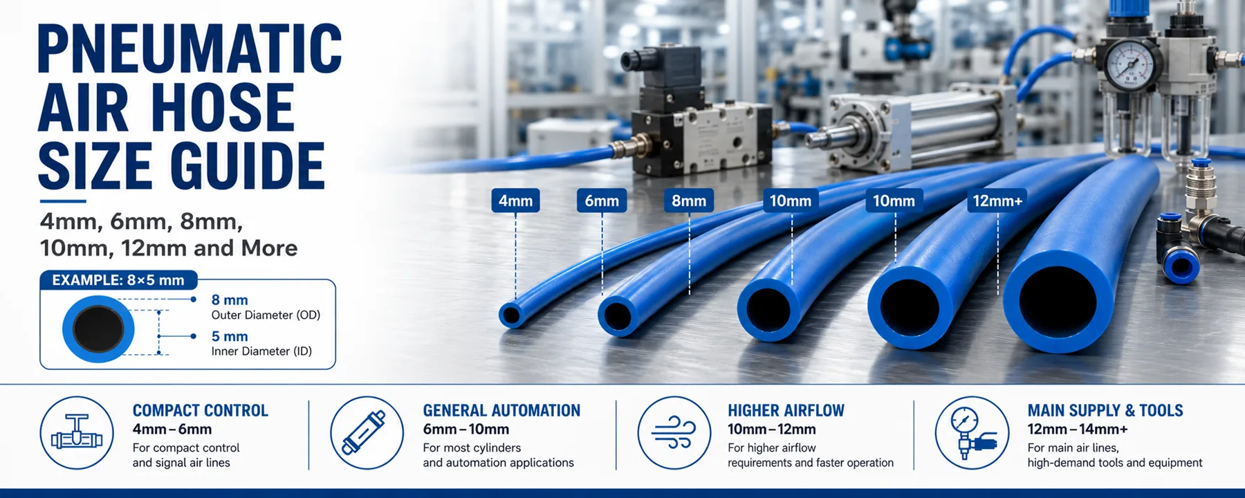 Pneumatic Air Hose Size Guide for PU Tubing