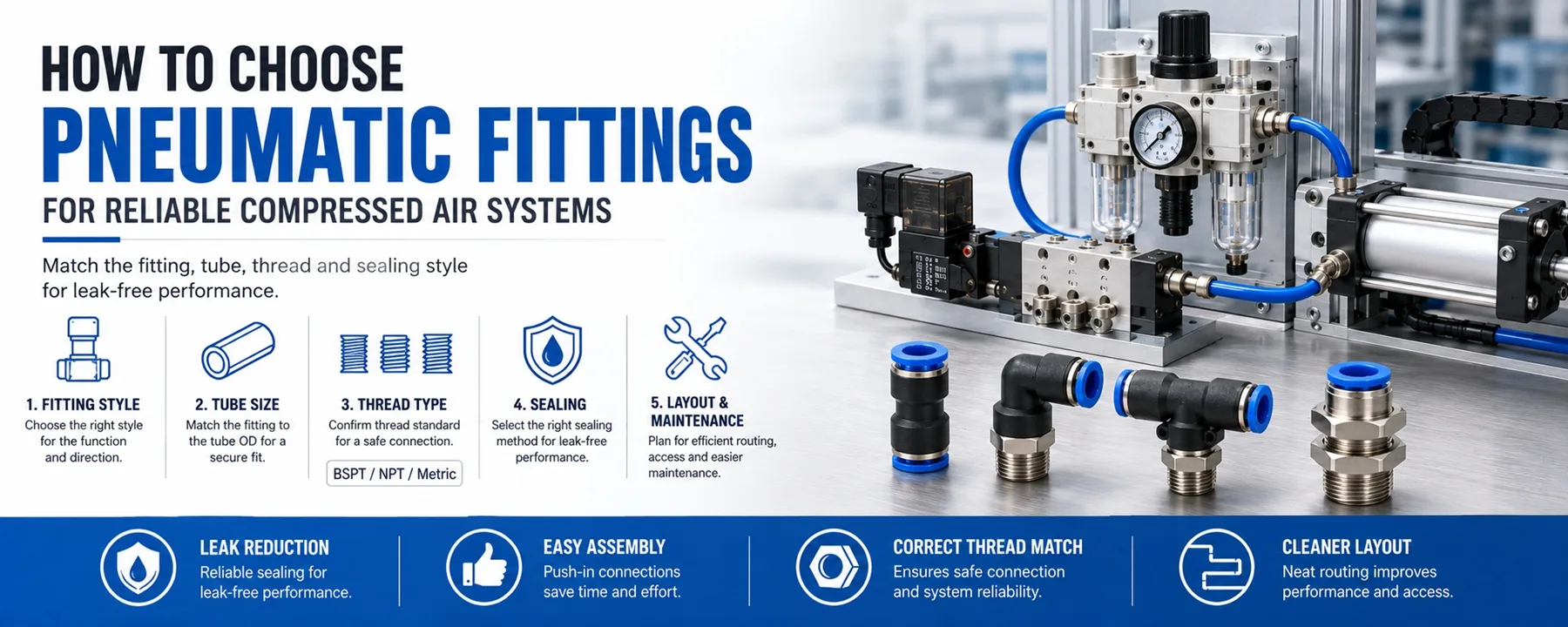 How to Choose Pneumatic Fittings for Reliable Compressed Air Systems