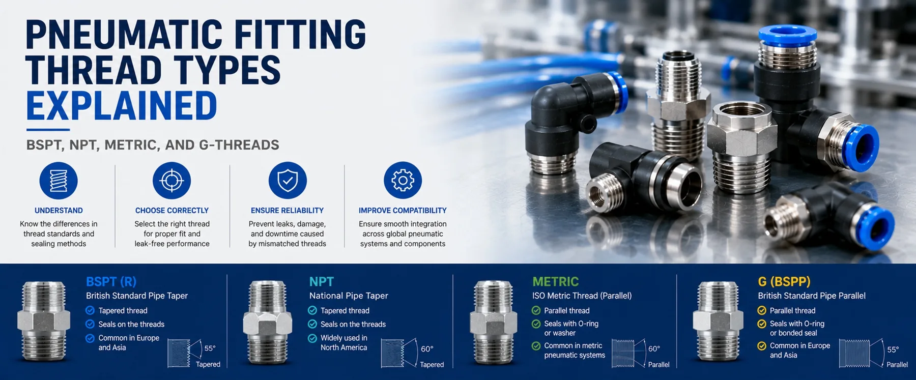 Pneumatic Fitting Thread Types Explained