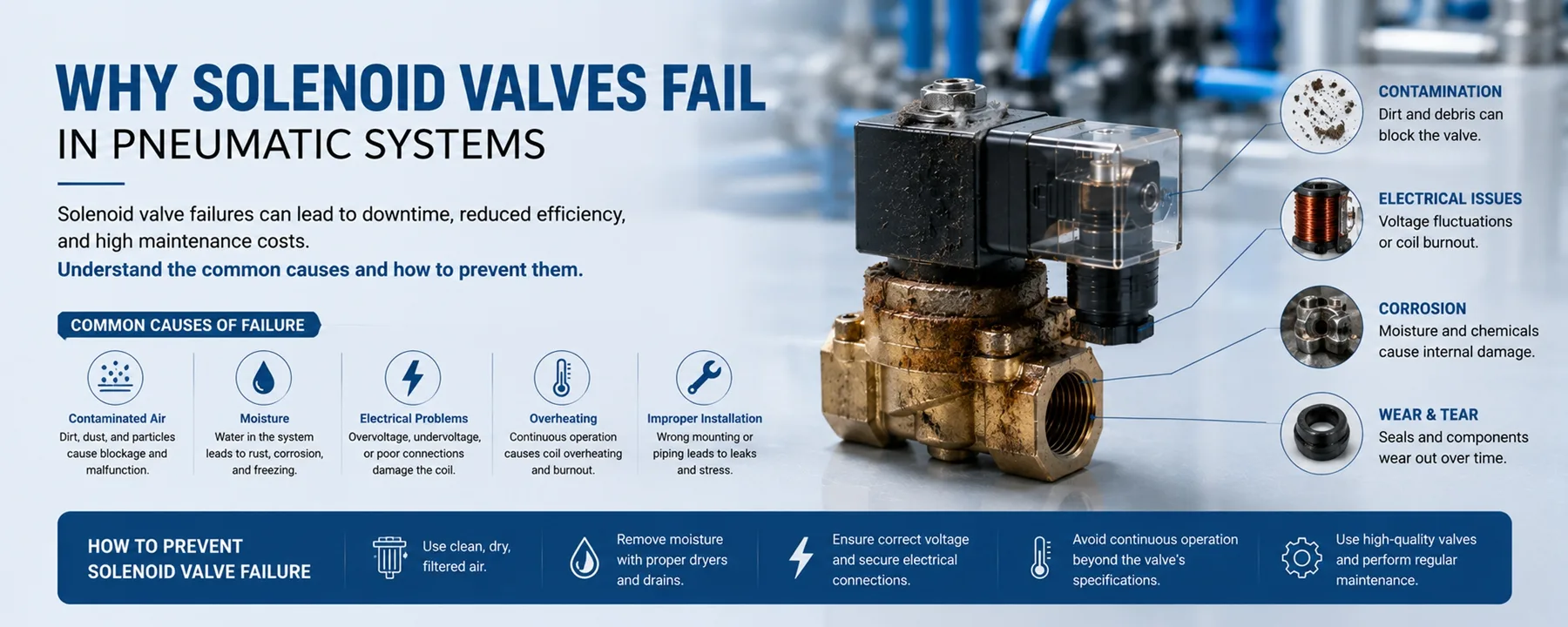 Why Solenoid Valves Fail in Pneumatic Systems