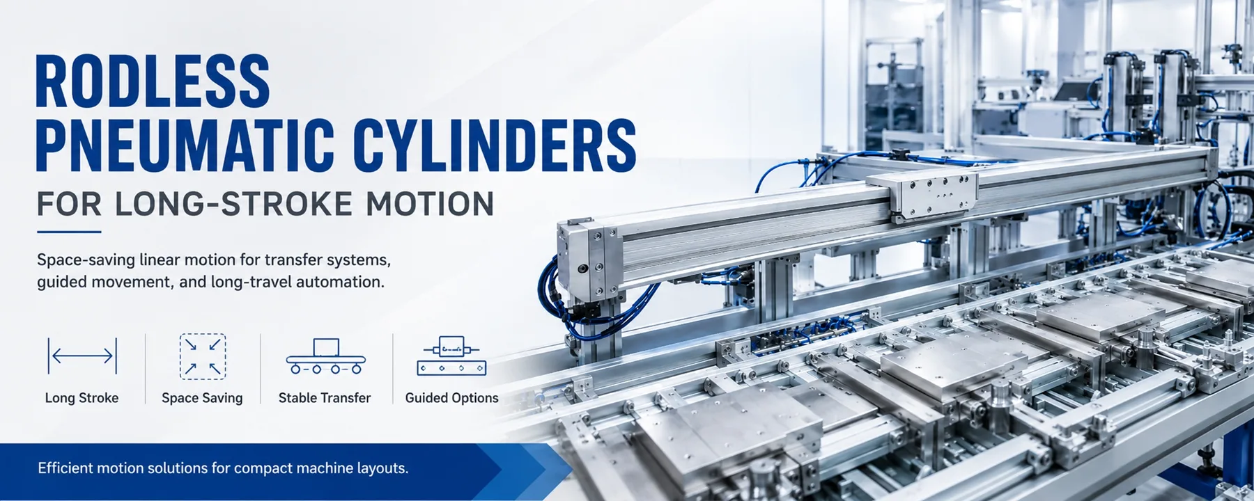Rodless Pneumatic Cylinders for Long-Stroke Motion