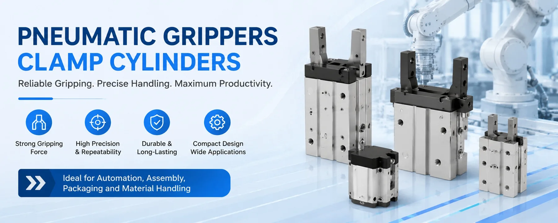 Pneumatic Grippers and Clamp Cylinders for Handling
