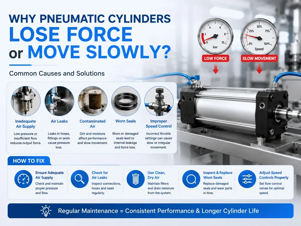 Why Pneumatic Cylinders Lose Force or Move Slowly