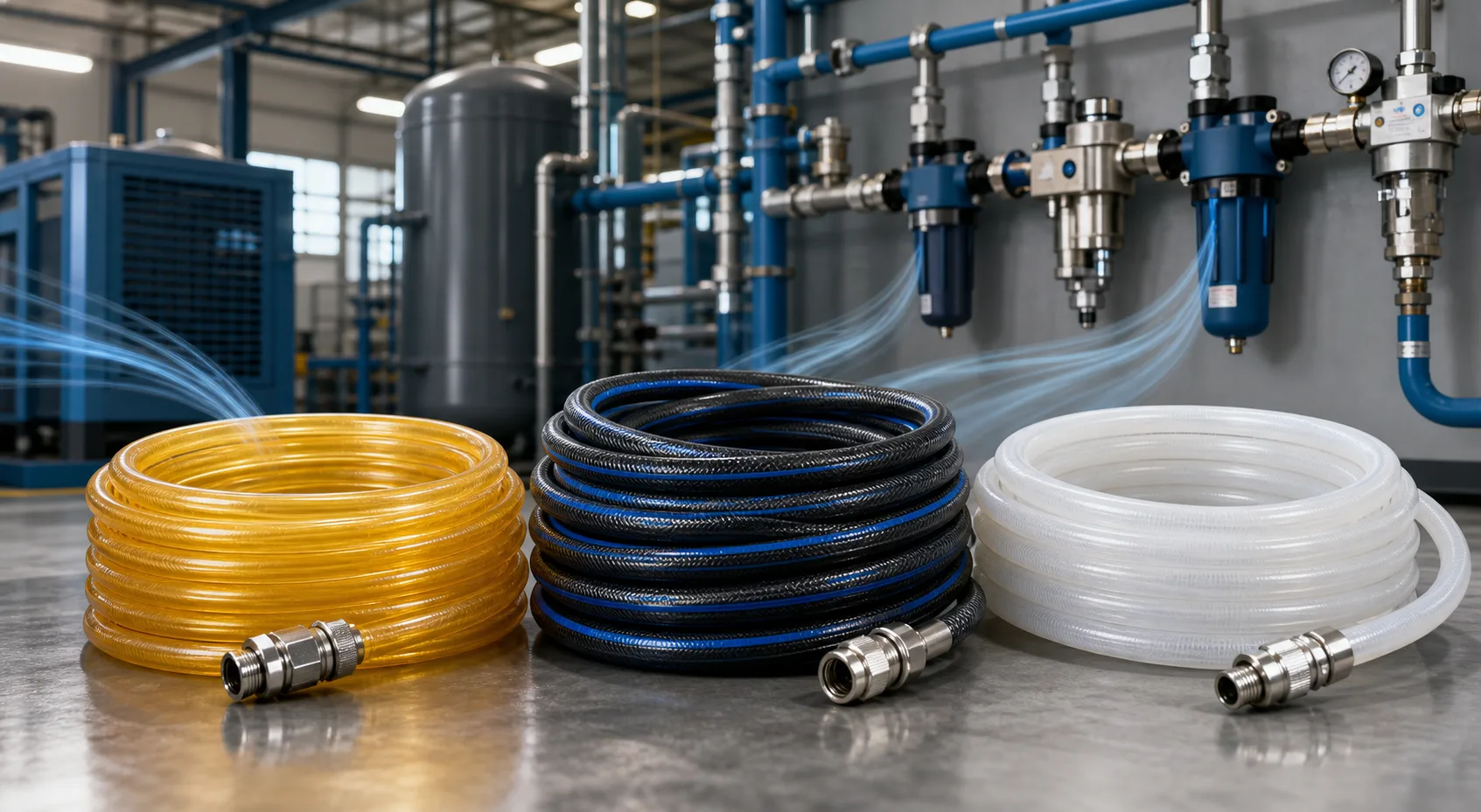 How to Choose PU, PA, and PE Air Hose for Factory Air Lines