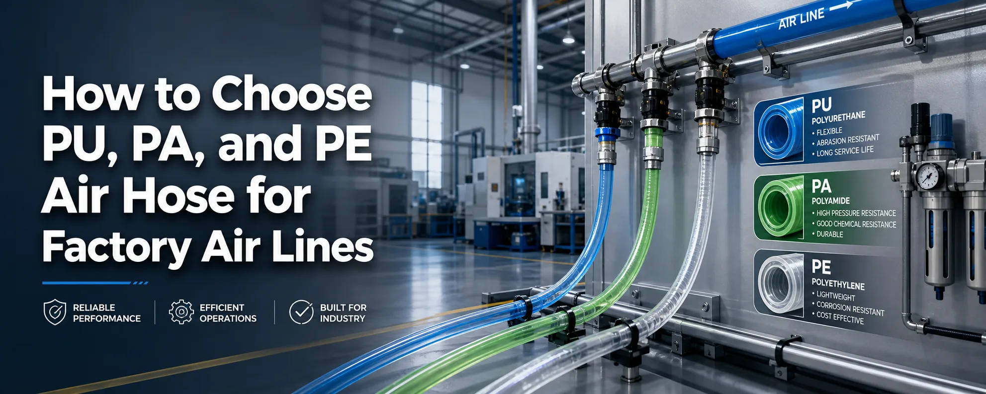 How to Choose PU, PA, and PE Air Hose for Factory Air Lines