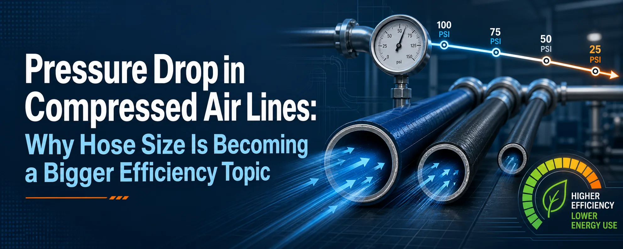 Pressure Drop in Compressed Air Lines: Why Hose Size Is Becoming a Bigger Efficiency Topic