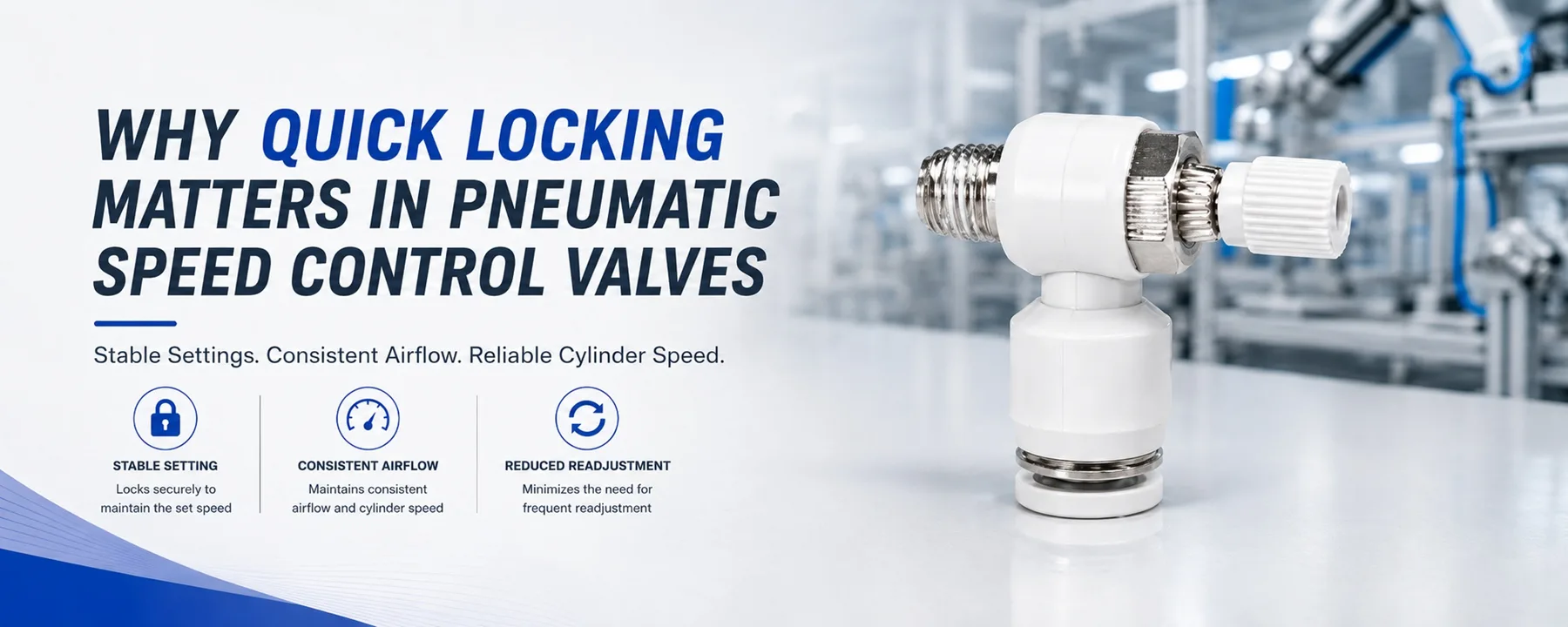SL pneumatic elbow speed control valve with quick locking structure for stable airflow control
