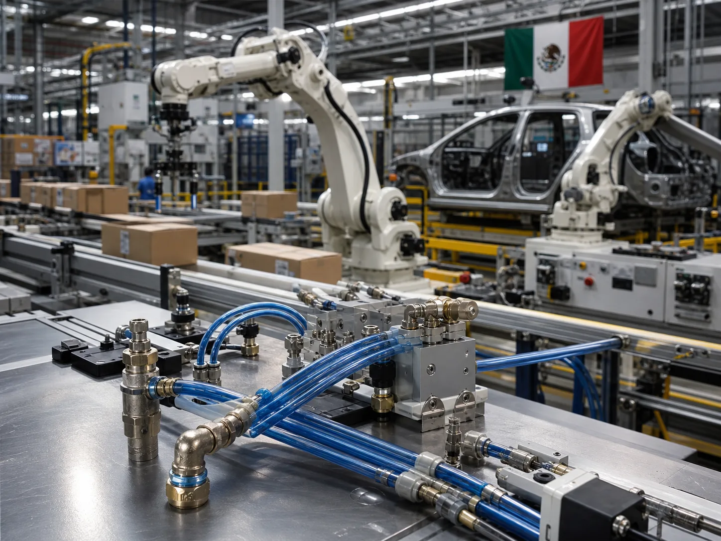 Pneumatic Fittings for Mexico Packaging and Automotive Automation Lines
