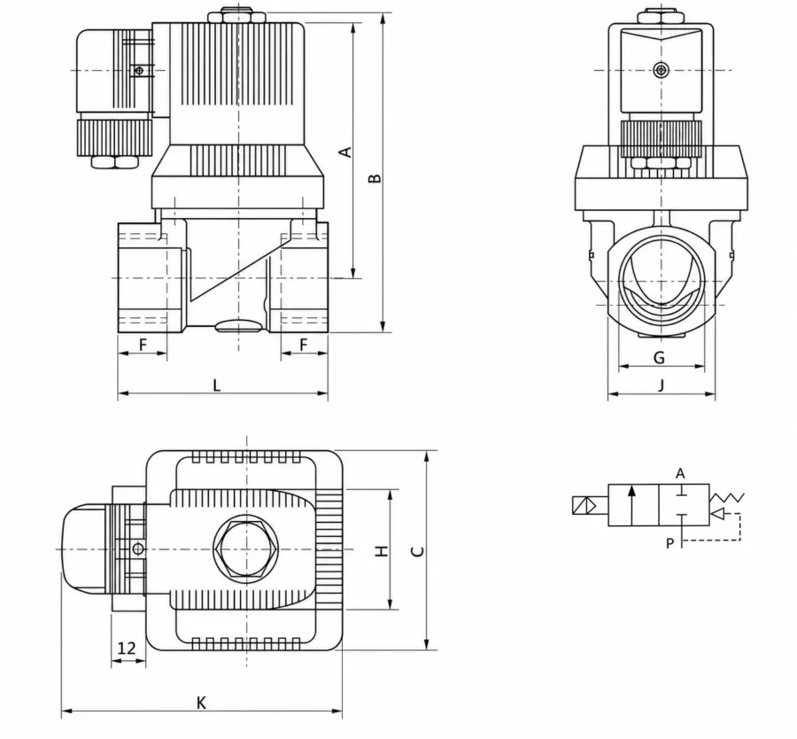 6213 Series Solenoid Valve Dimensions