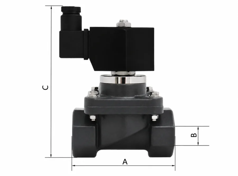 UPVC/CPVC Plastic solenoid valve Dimensions 