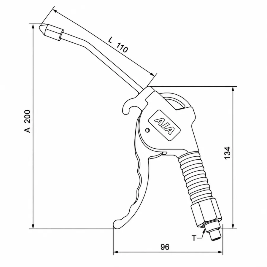 A001 Series Plastic Air Gun Dimensions