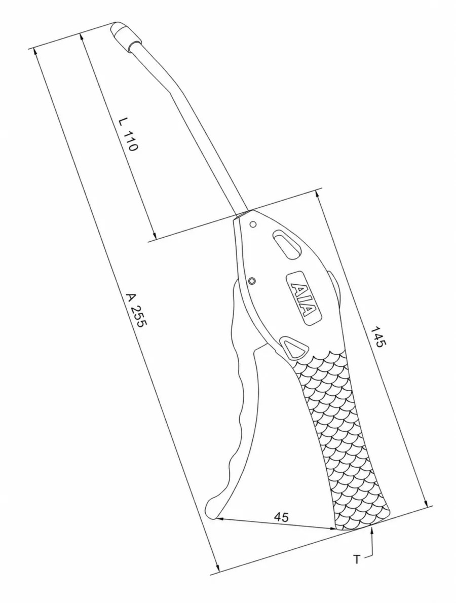 A006 Plastic Air Blow Gun for Pneumatic Cleaning Dimensions