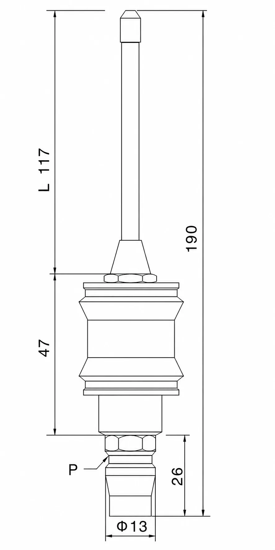 A012 Series Metal Air Gun Dimensions