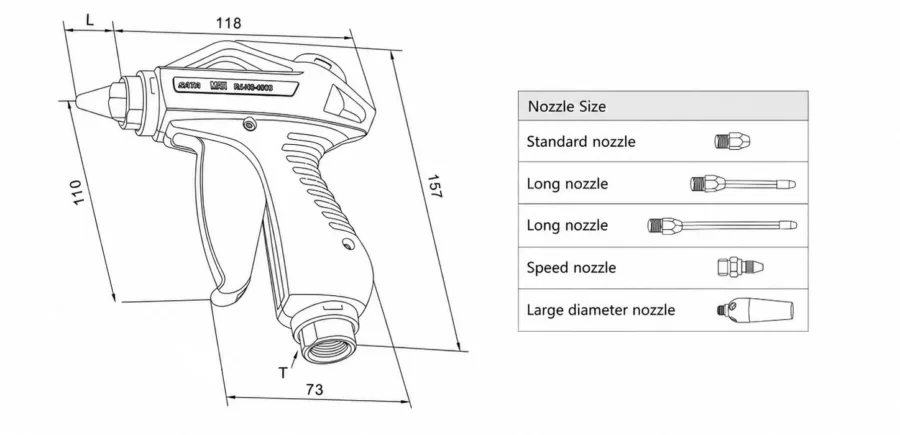 A009 Plastic air gun series Dimensions